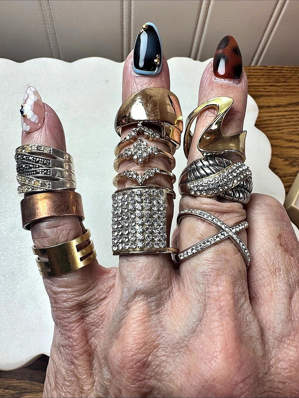 Mixed-Metal Rhinestone Ring Set